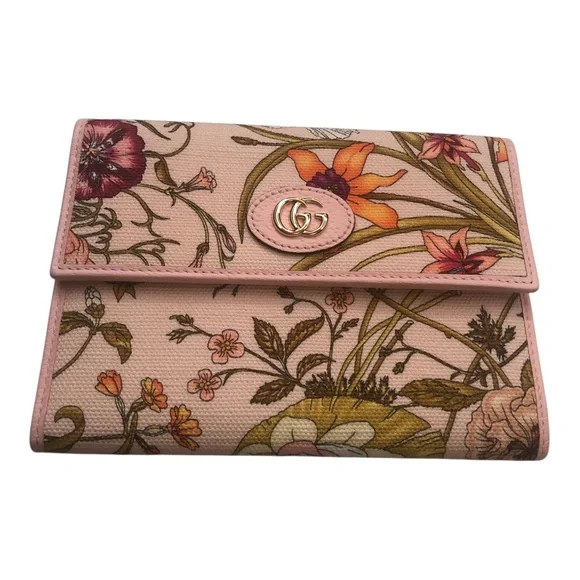 GUCCI Canvas Flora Compact Limited Edition Wallet in Pink comes with COA. - Picture 2 of 9